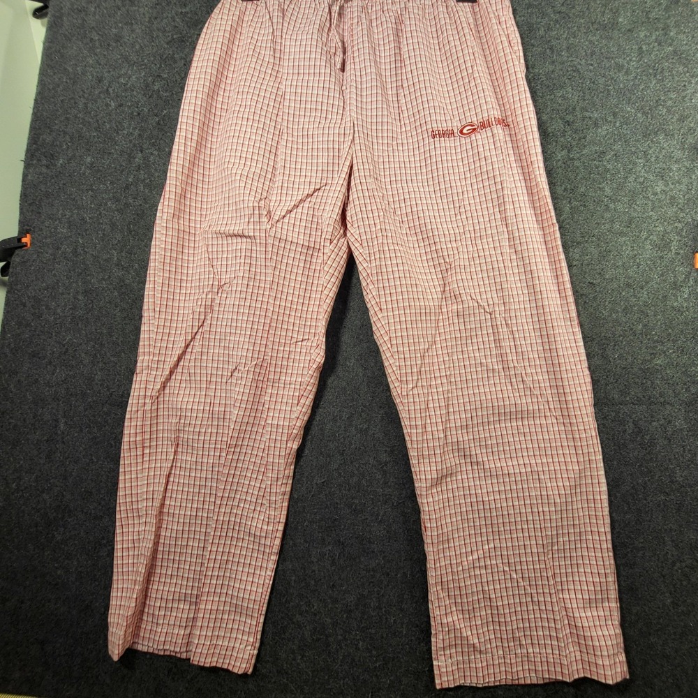 Georgia Bulldogs Womens M Pajama Pants Red White Plaid Lounge Bottoms 27 Inseam
